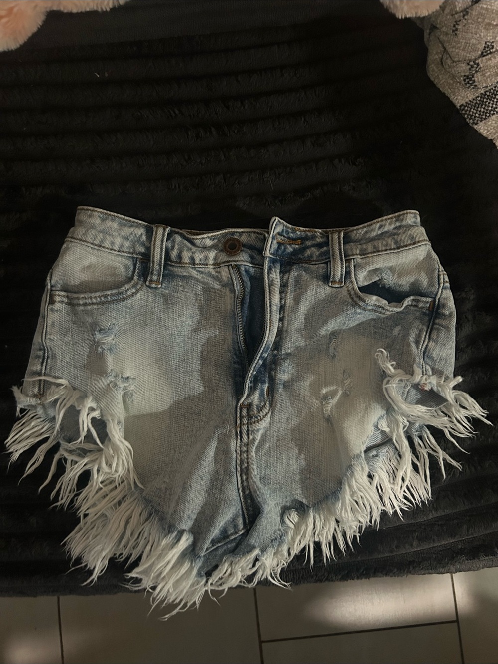 Aphrodite Light Blue Distressed Denim Shorts